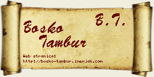 Boško Tambur vizit kartica